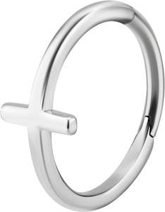 SS316L Cross Hinged Septum/Daith Ring - E303