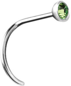 SS316L Jewelled Curved Nosestud 18 Gauge - NS17A