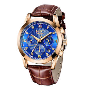 LIGE Business Watch Genuine Leather Band