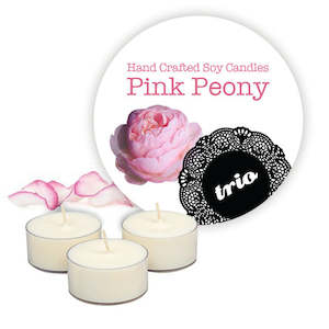 Pink Peony Tealights 3 Pack