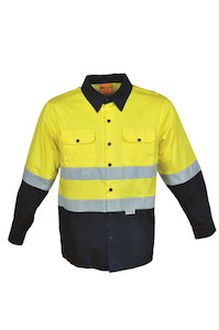 Unisex Adults Hi-Vis L/S Cotton Drill Shirt With Reflective Tape Triton Sourcing