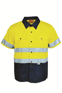 Unisex Adults Hi-Vis S/S Cotton Drill Shirt With Reflective Tape Triton Sourcing