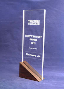 Products: Mahogany tower - Acrylic and Wood Trophy