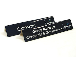 Corporate Crystals – Trophy Specialists & Engraving: Folded Desk Sign