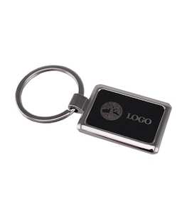 Wide Black & Nickel Plated Key Ring