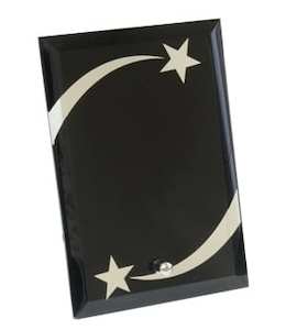 Glass Silver Star Plaque