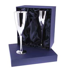 Silver Plated Champagne Flute – Pair