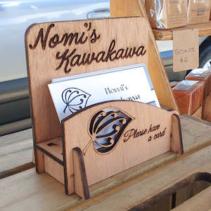 Card Holders, laser carved from wood