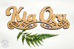 Kia Ora sign art, carved of wood