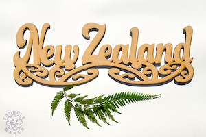 New Zealand sign art, carved of wood