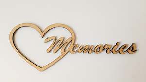 Memories sign art, carved of wood