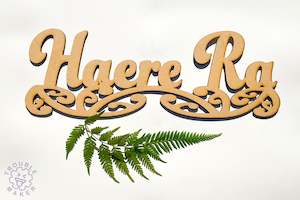 Haere Ra sign art, carved of wood