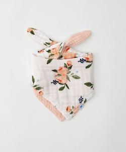 Reversible Muslin Bandana Bib - Watercolour Roses