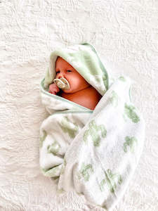 Baby Hooded Towel - Sage Cacti