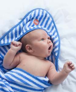 Baby Hooded Towel - Blue Stripe