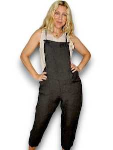 Helga May Charcoal Plain Tie It Your Way Linen Jumpsuit