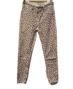 Clothing: Reversible Stretch Denim Leopard Print/Taupe Jean