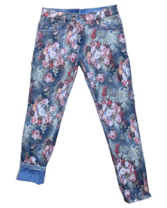 Clothing: Reversible Stretch Denim Jean/Dark Botanical