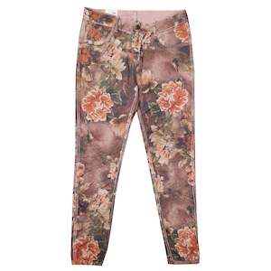 Reversible Stretch Denim Jeans Rose/Floral