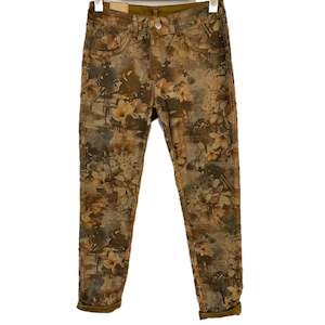 Reversible Stretch Denim Jeans Camel/Floral