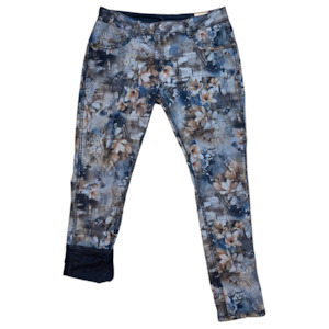 Reversible Stretch Denim Jeans Black/Floral