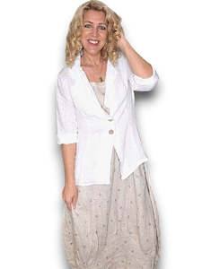 Clothing: Helga May White Suit Linen Jacket