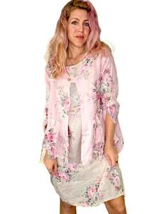 Clothing: Helga May Baby Pink High Tea Sequin Pocket Linen Jacket