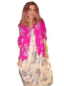 Clothing: Helga May Hot Pink High Tea Sequin Pocket Linen Jacke