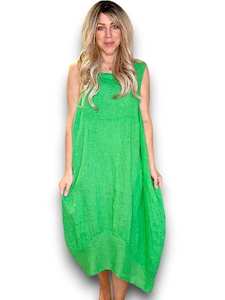 Helga May Bright Green Plain Maxi Tank Dress