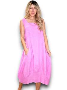 Helga May Bubblegum Pink Plain Maxi Tank Dress