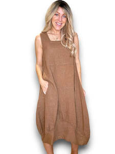 Helga May Coffee Plain Maxi Tank Dress