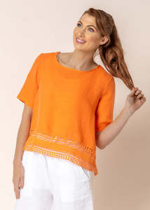 Imagine Fashion | Aliya Linen Top | Sunset Orange