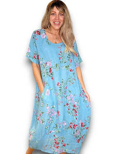 Helga May Turquoise Lingonberry Mid Sleeve Maxi Dress