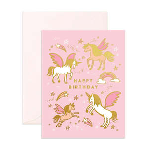 Clothing: Fox & Fallow Happy Birthday Unicorns Greeting Card