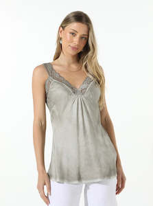 Clothing: Elizabeth Scott Stone Satin Camisole With Lace Detail