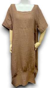 Clothing: Helga May Dark Coffee Plain Mid Sleeve Maxi Dress