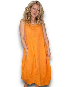 Helga May Orange Plain Maxi Tank Dress