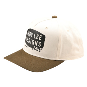 Clothing: CURVED SNAPBACK HAT STAMP VINTAGE WHITE / OLIVE