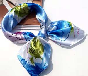 Products: Square Scarfe Blue And Pink Flower Design