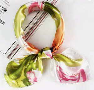 Square Scarfe Lime Green Orange Flower Design