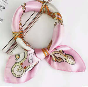 Square Scarfe Pink With Chain Design