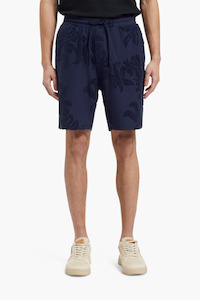 Men's Bottoms: Scotch & Soda Navy Blue Jacquard Towelling Shorts