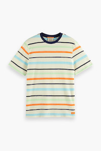 Men's Tops: Scotch & Soda Mulitcolour Stripe Structured T-Shirt