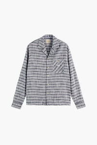 Mens Sale: Scotch & Soda Blue Stripe Structured Basket Weave Stripe Shirt