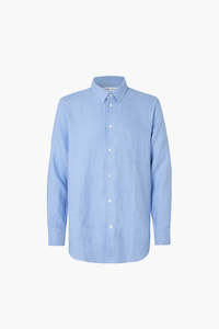 Mens Sale: Samsøe Samsøe Brunnera Blue Liam NF Shirt