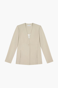 REBE Sand Collarless Blazer