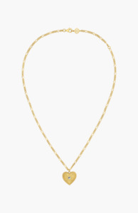 Zoe & Morgan 22k Gold Plate with Aquamarine Brave Heart Necklace