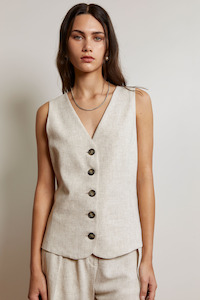 Mahsa Natural Slub Linen Waistcoat Shell