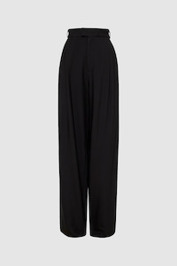 Bassike Black Pleated Straight Leg Pant