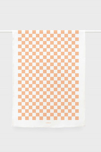 Lettuce Peach Checkers Tea Towel